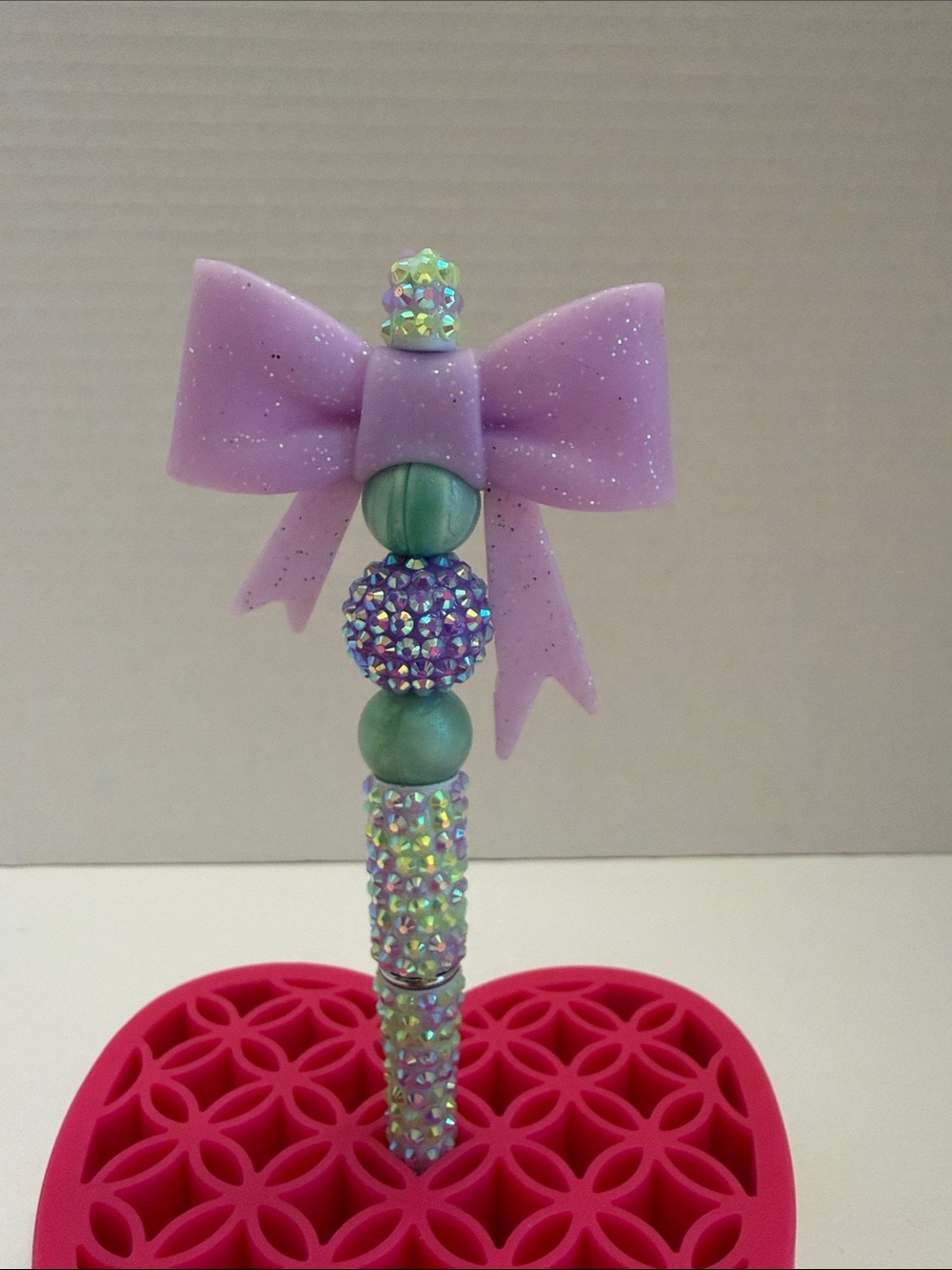 Sparkle Bow Bead Pen - Lavender and Mint